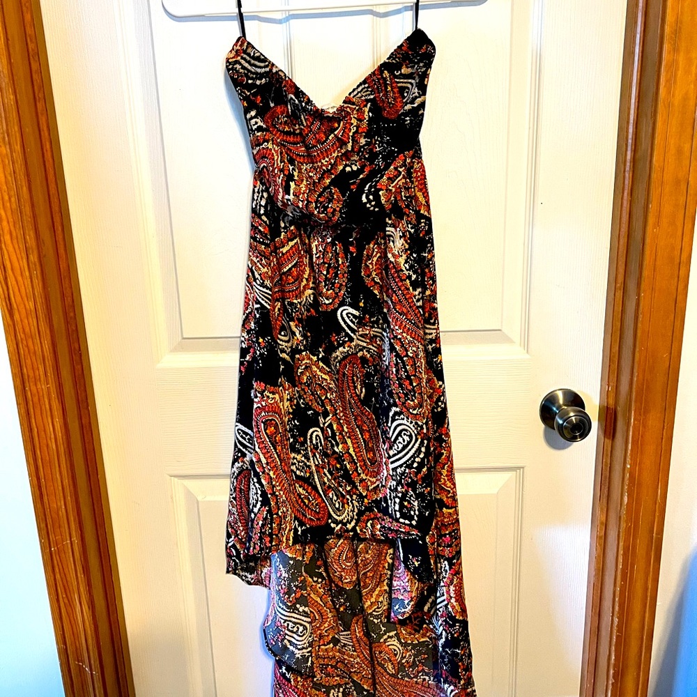 Ambiance Apparel paisley new dress strapless high low small